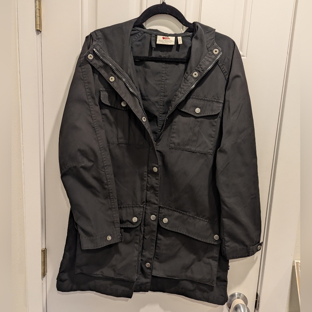 EUC Fjallraven Greenland Long Lite Parka Black - Lightweight Jacket Windbreaker